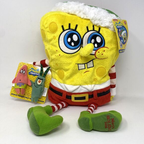 SpongeBob SquarePants Christmas Plush Toy Elf w/ Puppets Macys 2014 - Picture 1 of 4